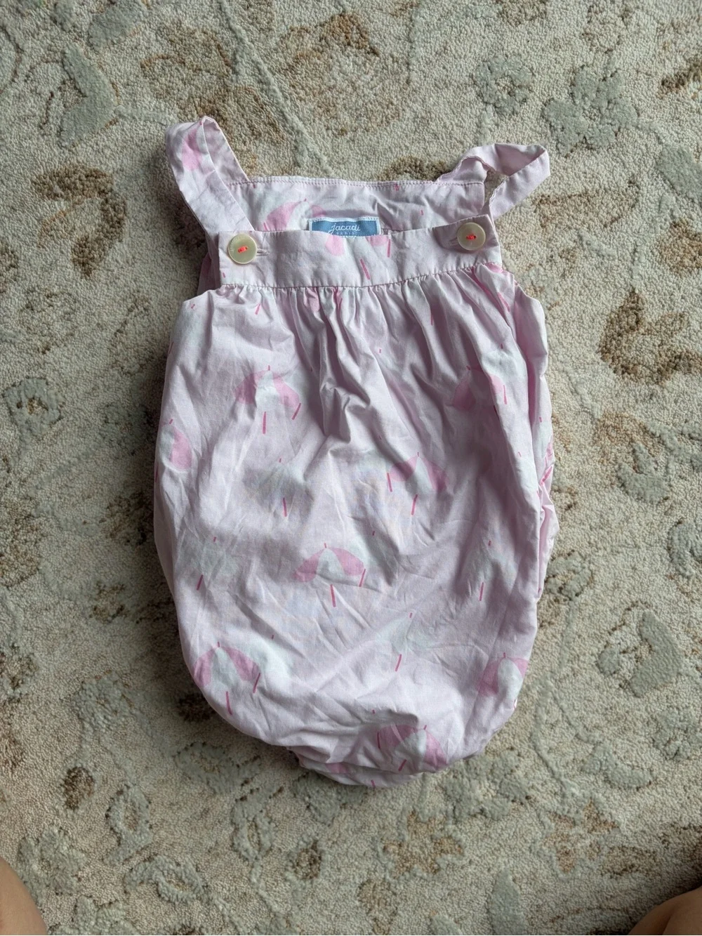 Jacadi Salopette Rose Beach Umbrella Print Bubble Infant Romper